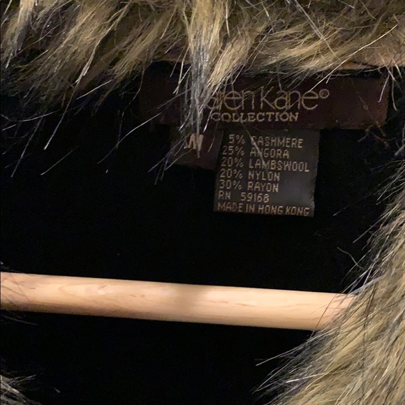 Black with fur trim collar cardigan - Picture 5 of 5